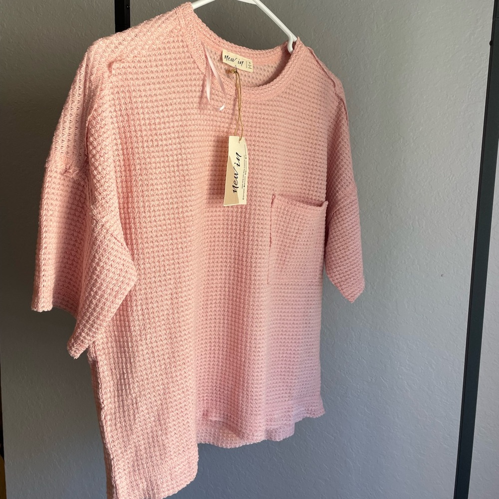 Blush Waffle Knit Top